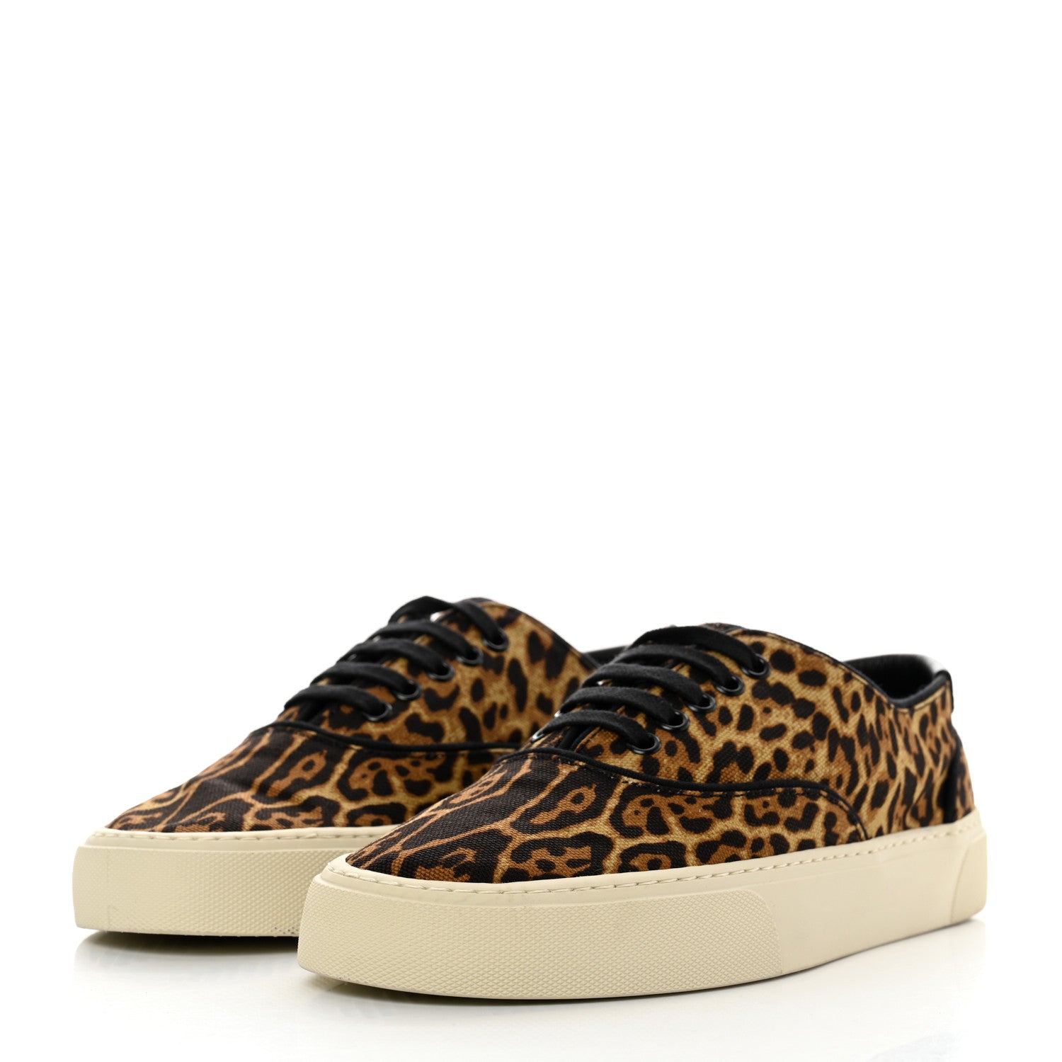 Saint Laurent Canvas Leopard Print Venice Low Top Sneakers 39 Black 3 of 9