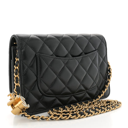 Chanel Shiny Lambskin Quilted Enamel Wallet On Chain WOC Black 3 of 13