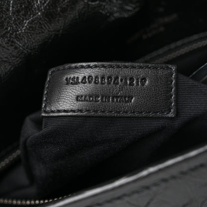 Saint Laurent Crinkled Calfskin Matelasse Monogram Medium Niki Chain Satchel Black 7 of 10