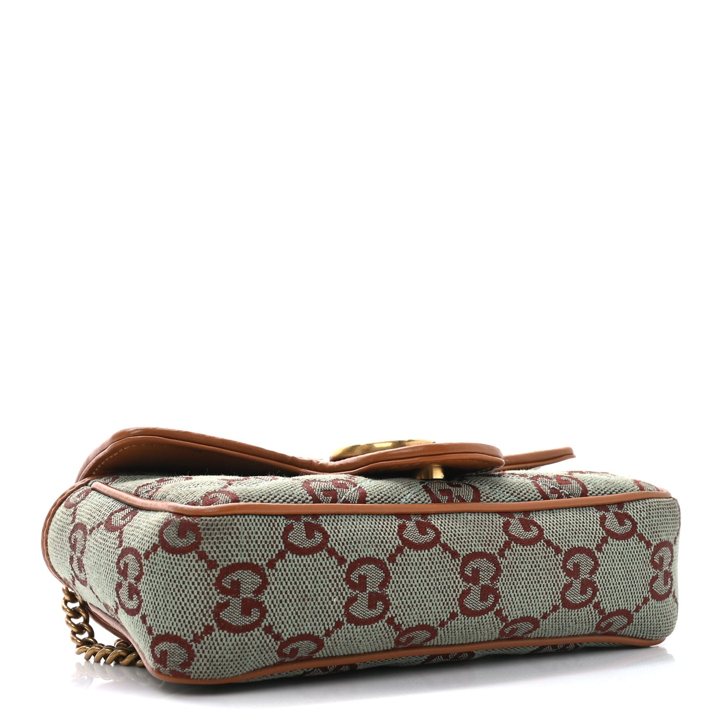 Monogram Multicolor Matelasse Diagonal Super Mini GG Marmont Shoulder Bag Azure Harness Brown