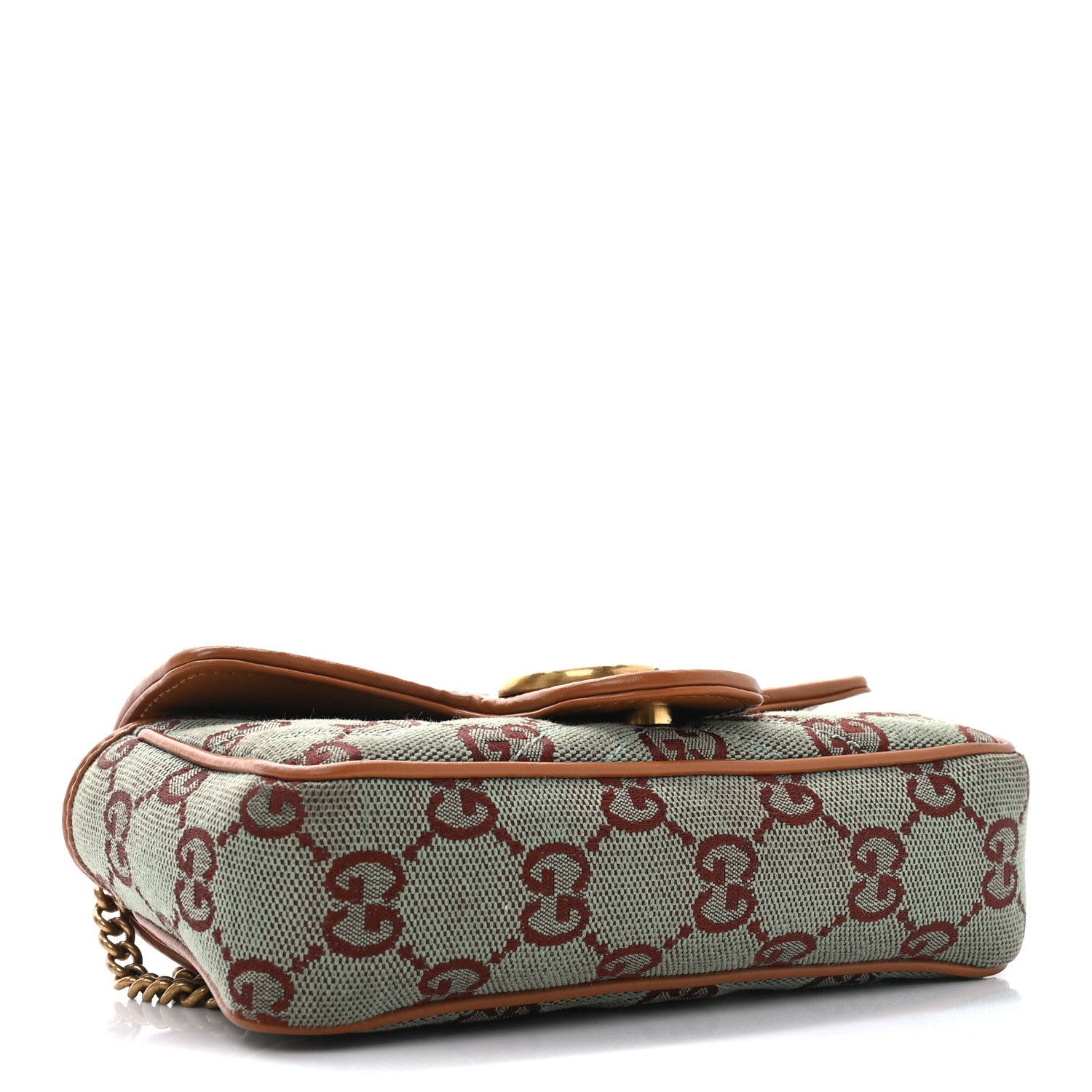 Gucci Monogram Multicolor Matelasse Diagonal Super Mini GG Marmont Shoulder Bag Azure Harness Brown 4 of 12