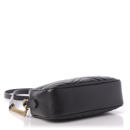 Gucci Calfskin Matelasse Small GG Marmont Chain Shoulder Bag Black 4 of 11