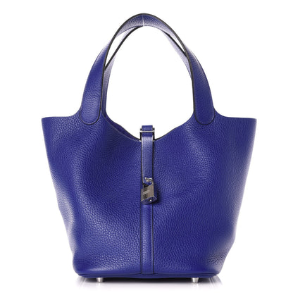Hermes Taurillon Clemence Picotin Lock 22 MM Bleu Electrique 1 of 8