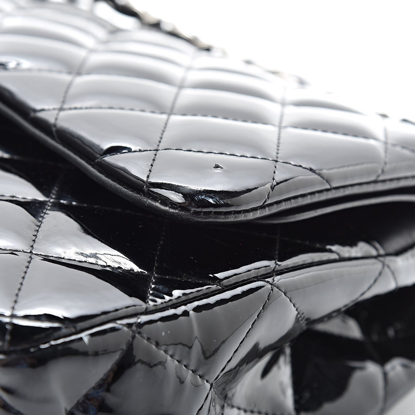 Patent Quilted Jumbo Double Flap Black