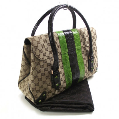 Gucci Crocodile Web Monogram Tom Ford Dragon Tote Dark Brown Green 2 of 8