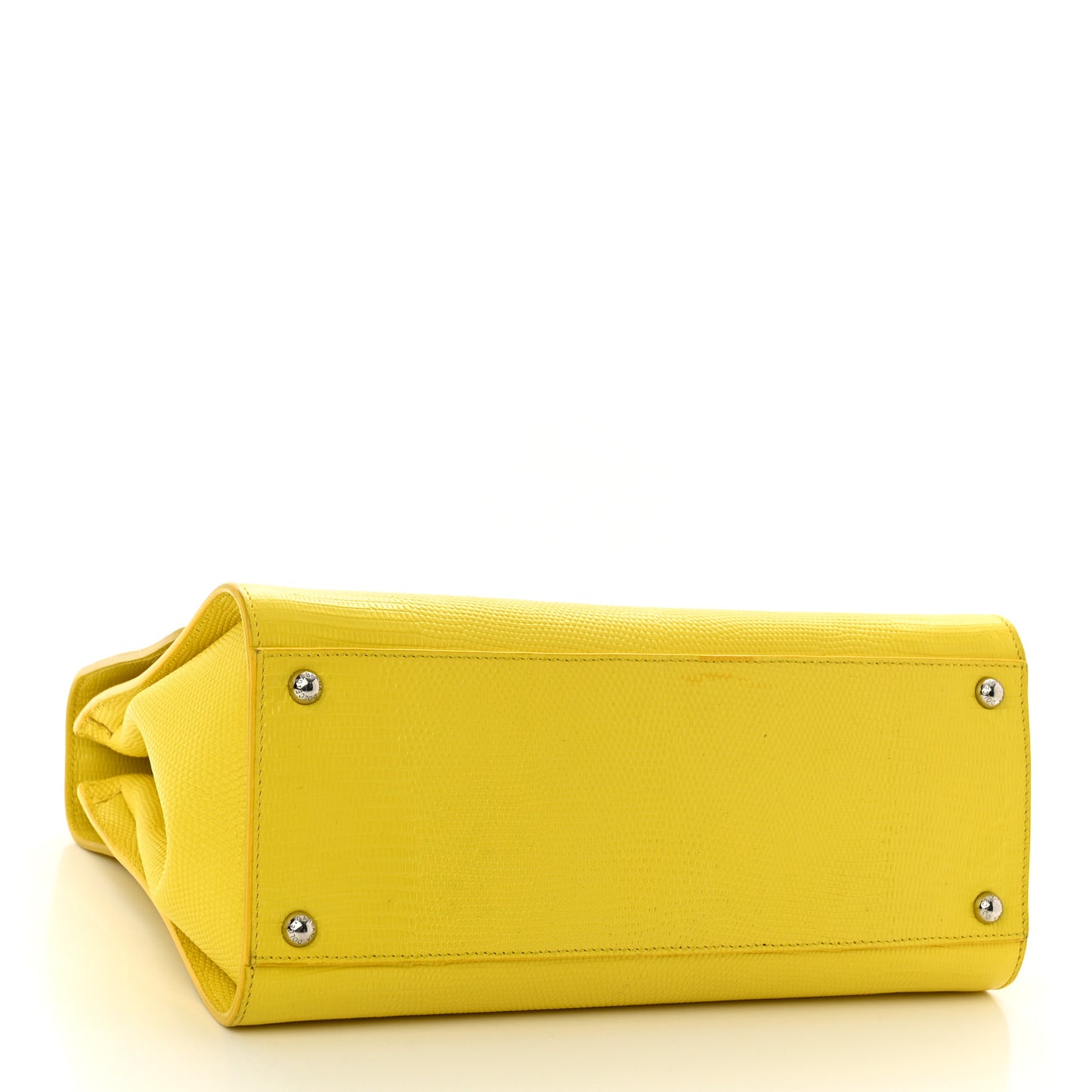 Lizard Calfskin Embossed Medium Monica Top Handle Bag Yellow