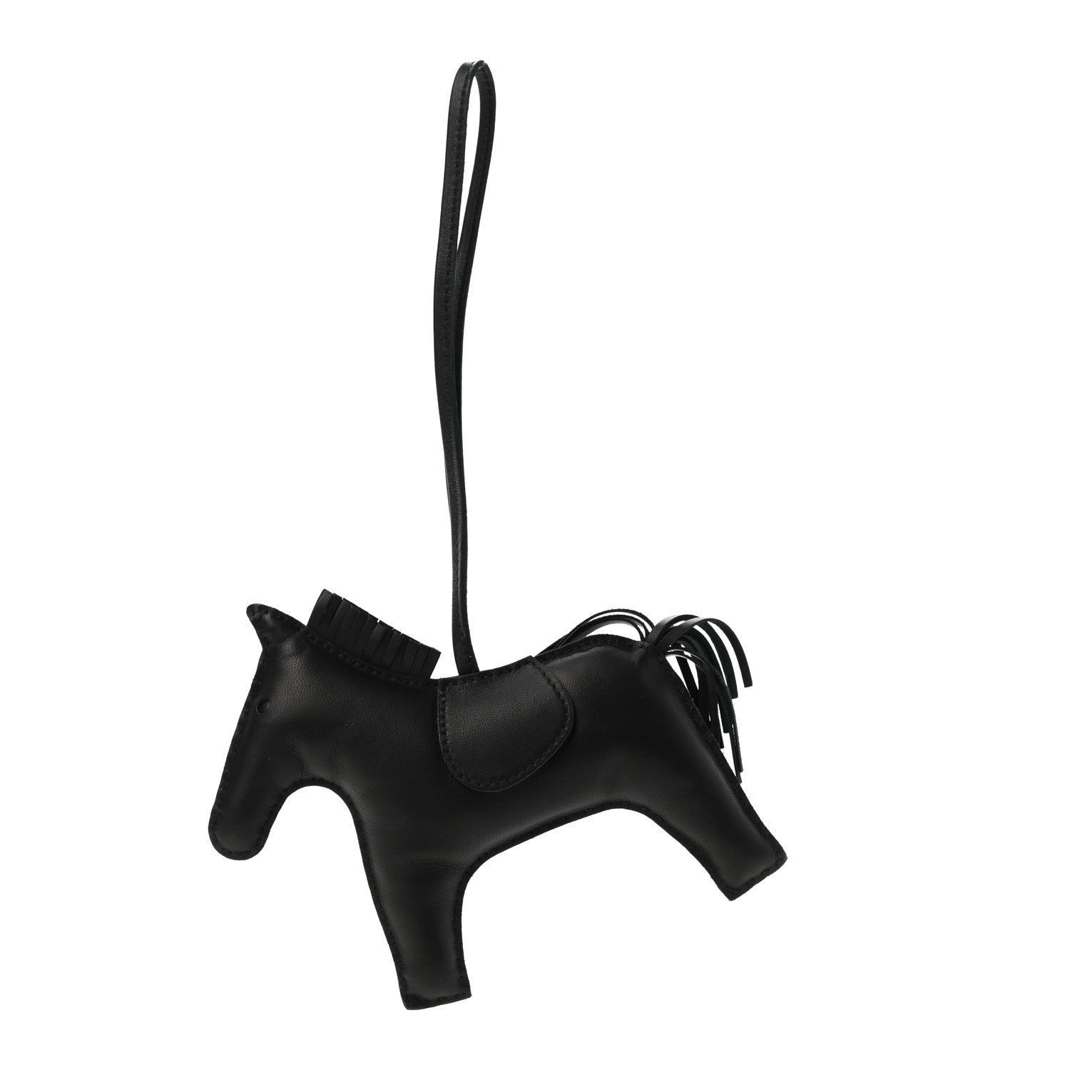 Hermes Milo Lambskin Grigri Rodeo Horse Bag Charm GM So Black 2 of 6