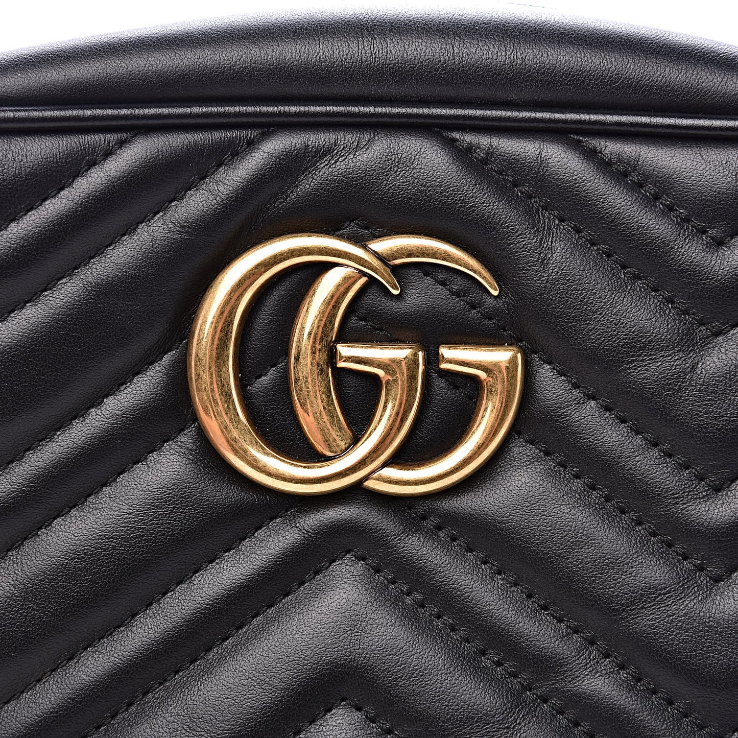 Calfskin Matelasse Small GG Marmont Chain Shoulder Bag Black