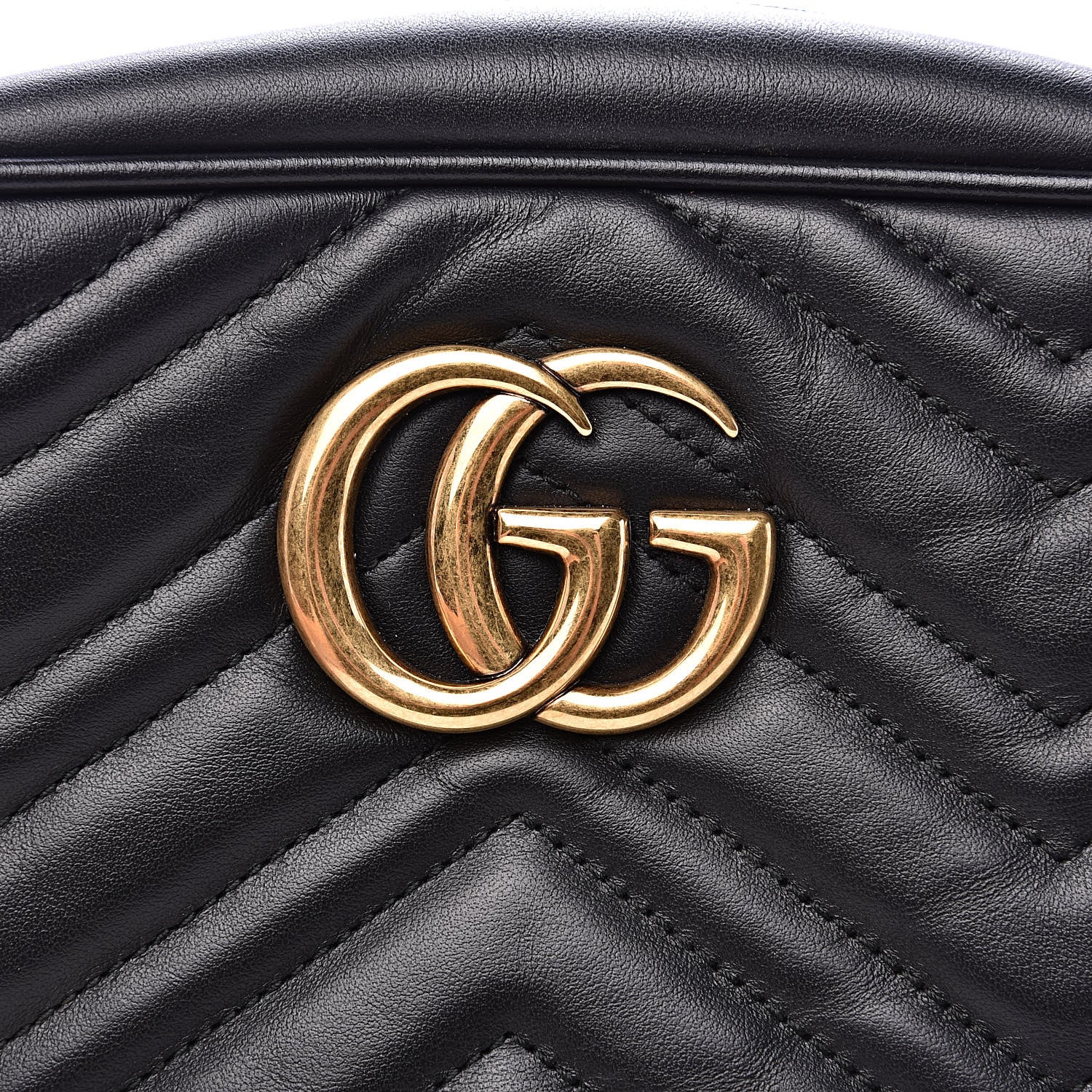 Gucci Calfskin Matelasse Small GG Marmont Chain Shoulder Bag Black 8 of 10