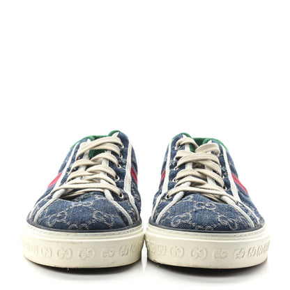 Gucci New Denim GG Monogram Web Mens 1977 Tennis Sneakers 7.5 Blue Tea Mystic White 3 of 7