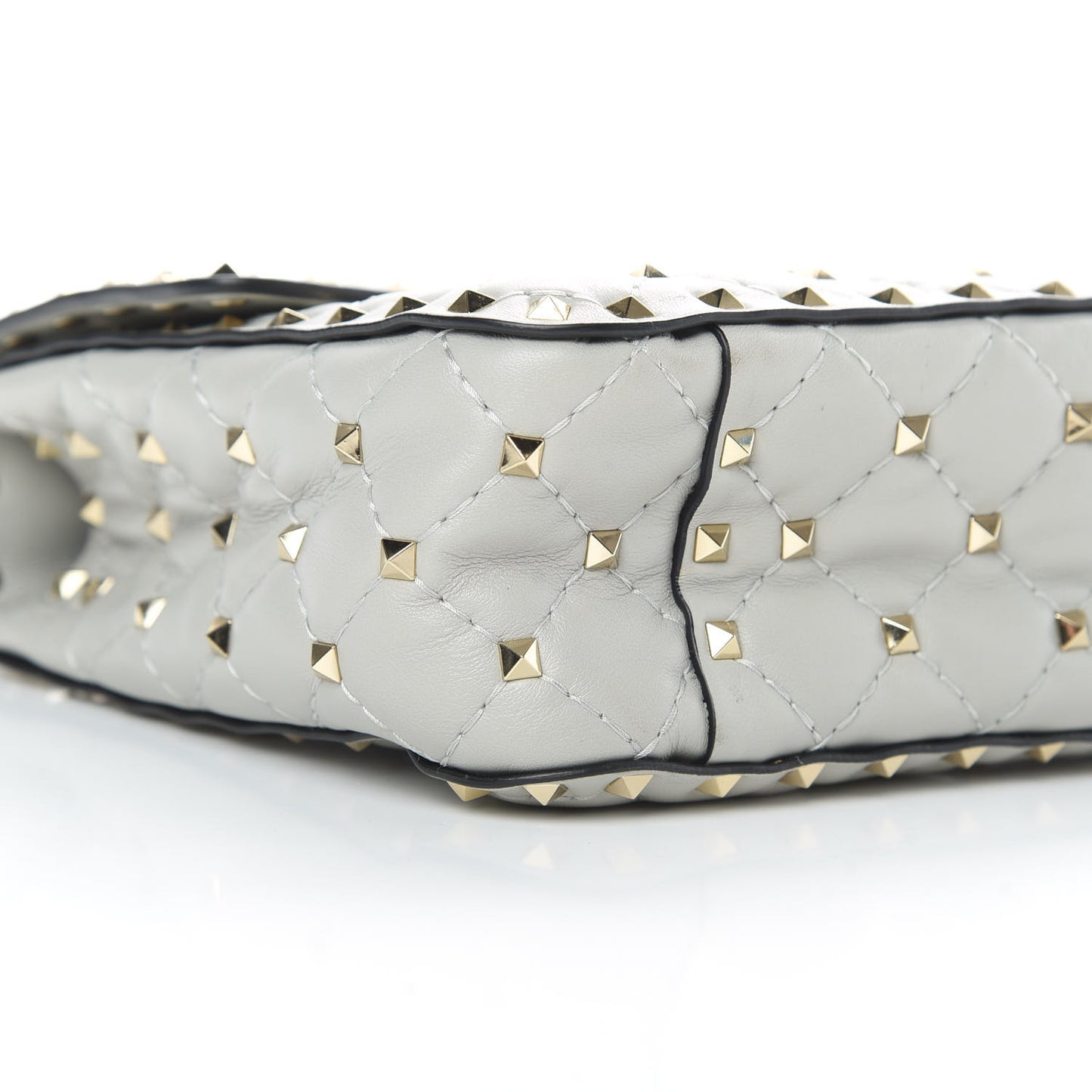 Nappa Medium Rockstud Spike Shoulder Bag Opal Grey