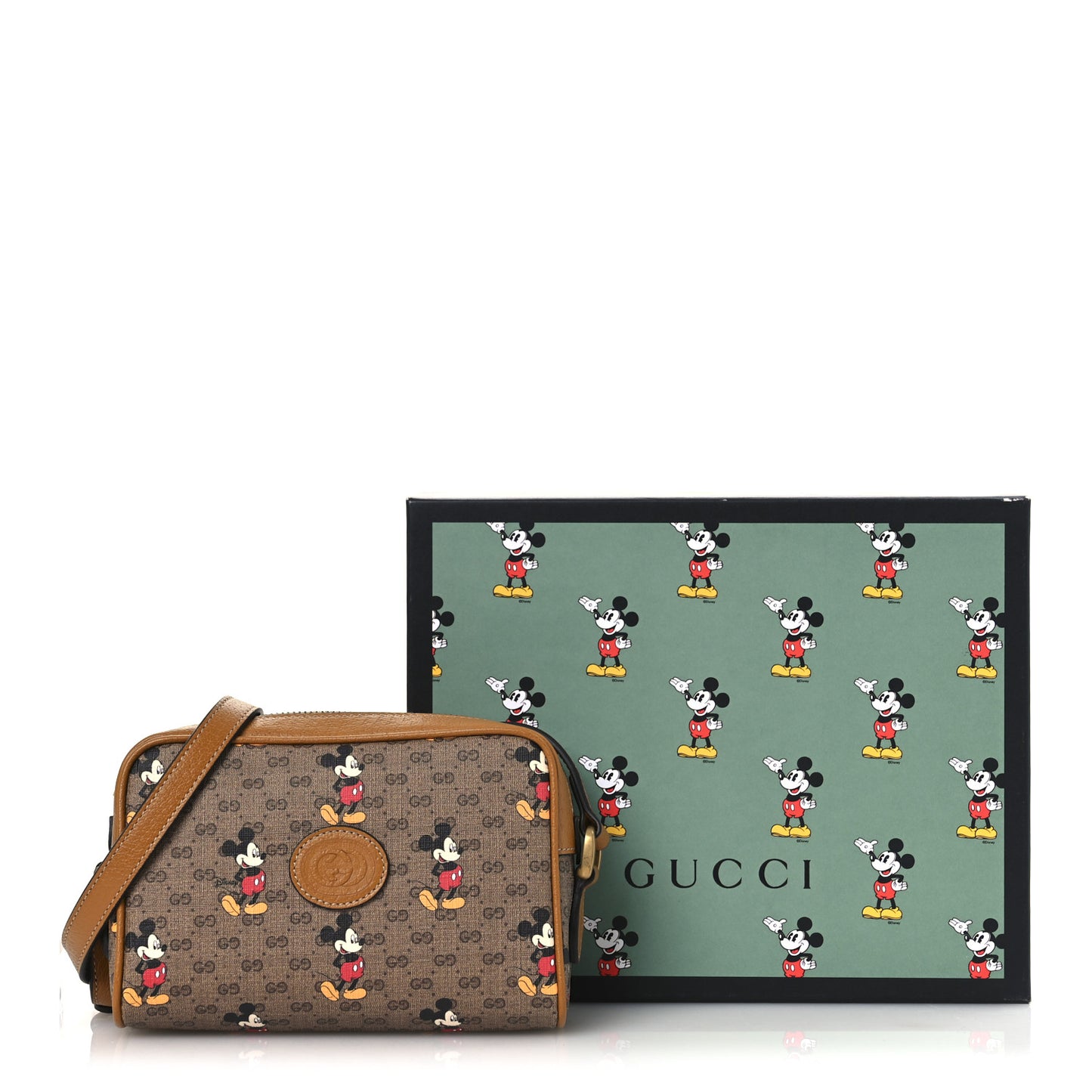 X DISNEY Mini Vintage GG Supreme Monogram Mickey Mouse Shoulder Bag Beige Vintage Sun Oil