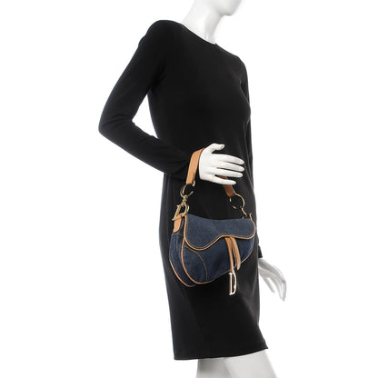 Christian Dior Denim Calfskin Saddle Bag Blue 2 of 7