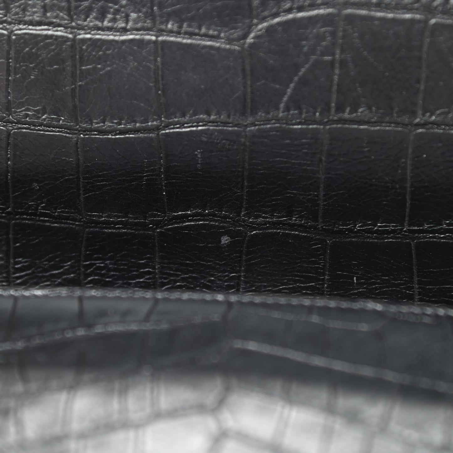 Calfskin Crocodile Embossed Medium Classic Monogram Kate Tassel Satchel Black