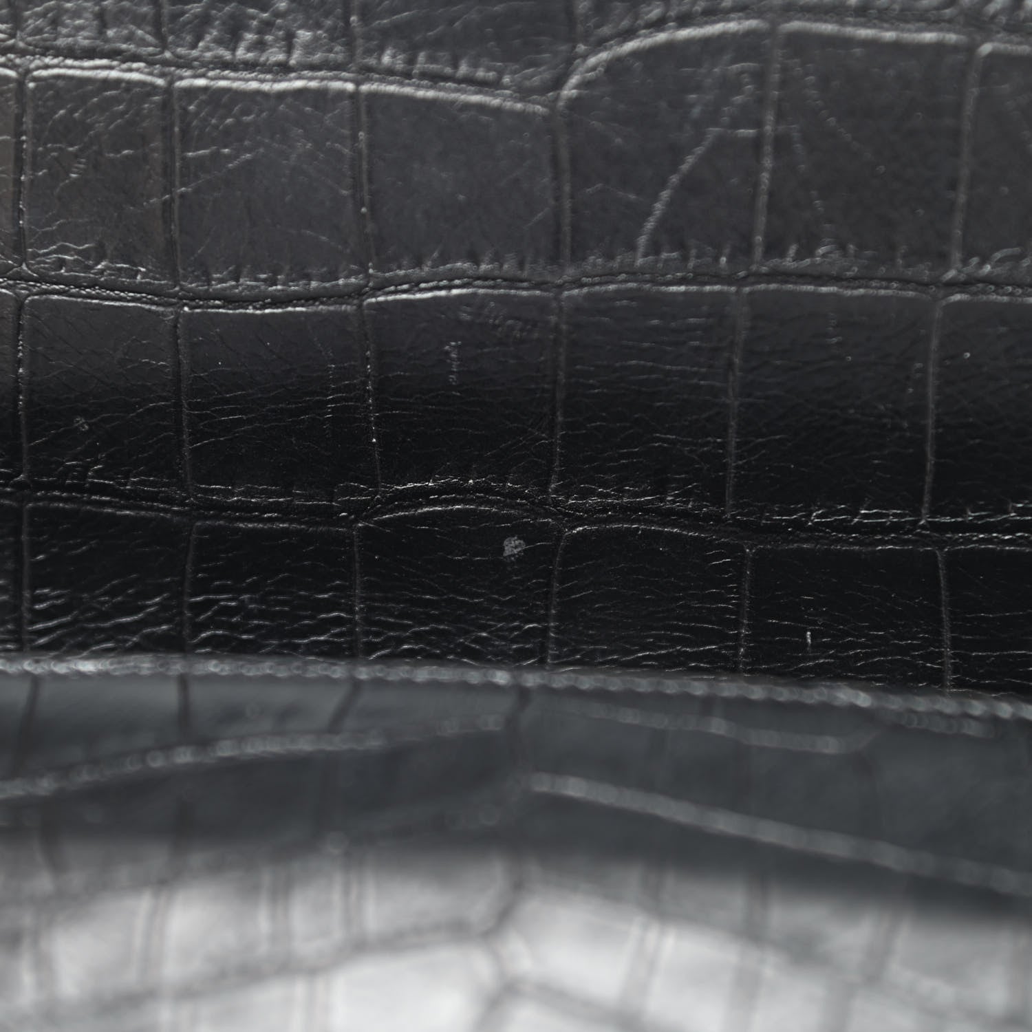 Saint Laurent Calfskin Crocodile Embossed Medium Classic Monogram Kate Tassel Satchel Black 12 of 14