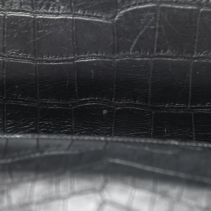 Saint Laurent Calfskin Crocodile Embossed Medium Classic Monogram Kate Tassel Satchel Black 12 of 14