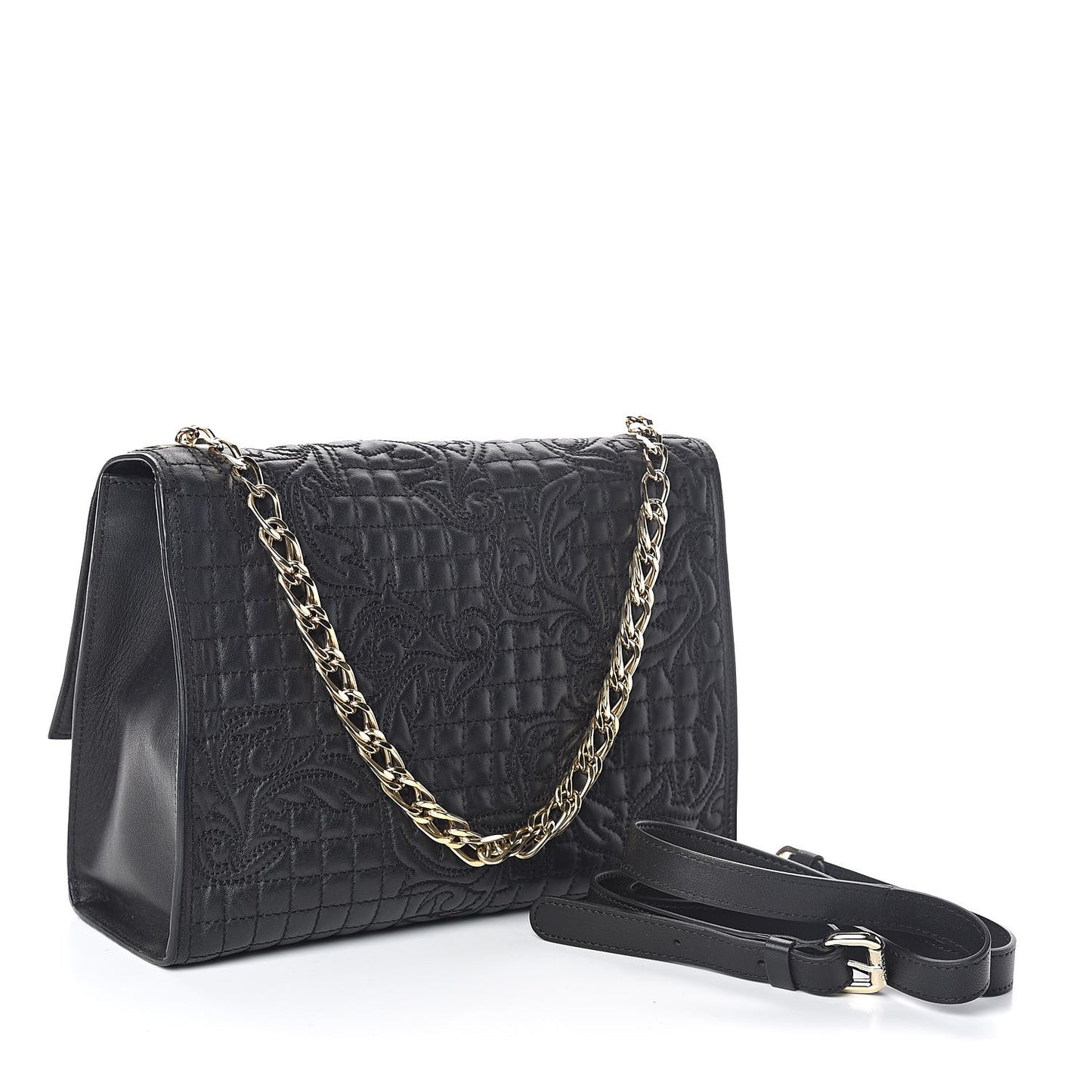 Nappa Barocco Quilted Vanitas Medea Shoulder Bag Black