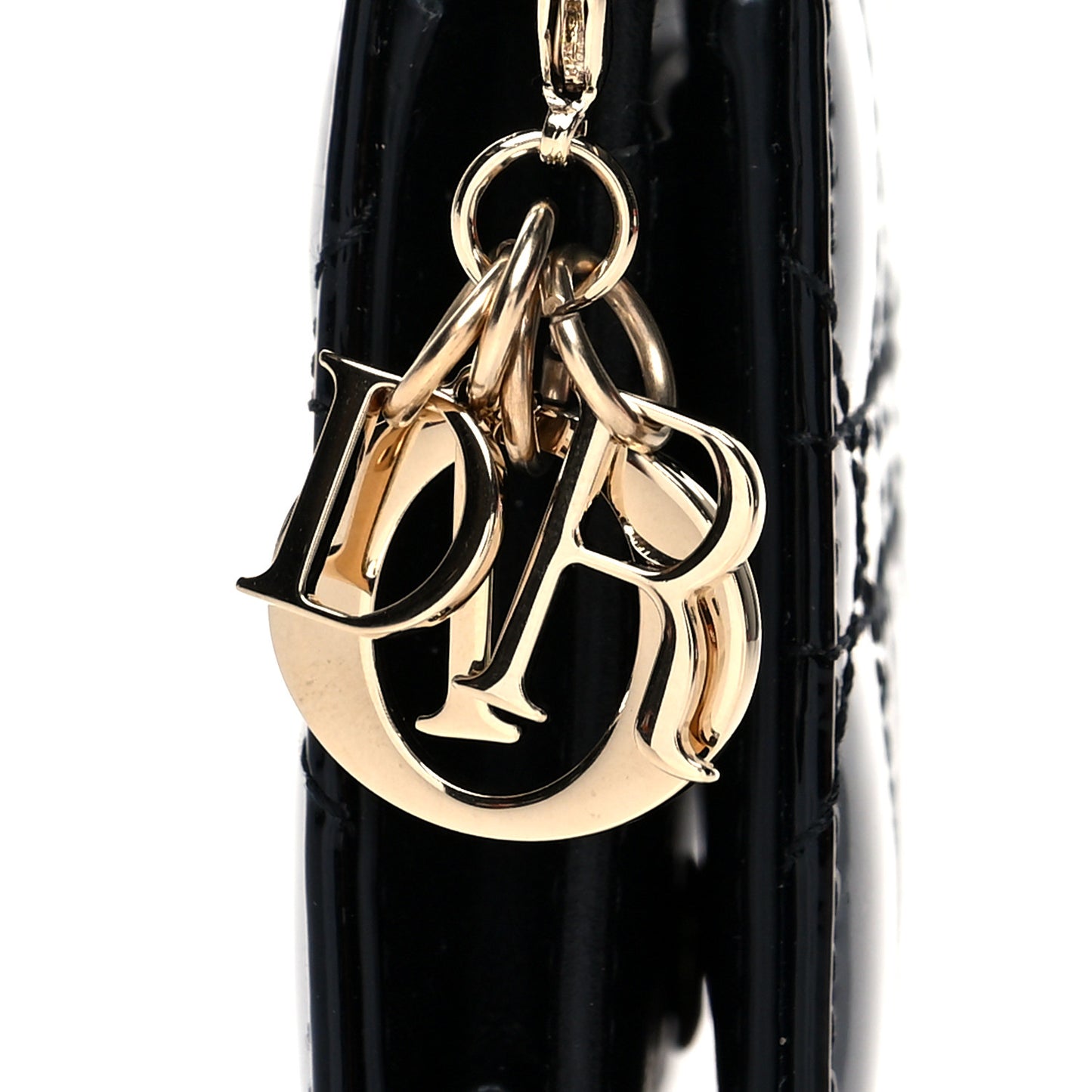 Patent Cannage Small Lady Dior Flap Card Holder Black