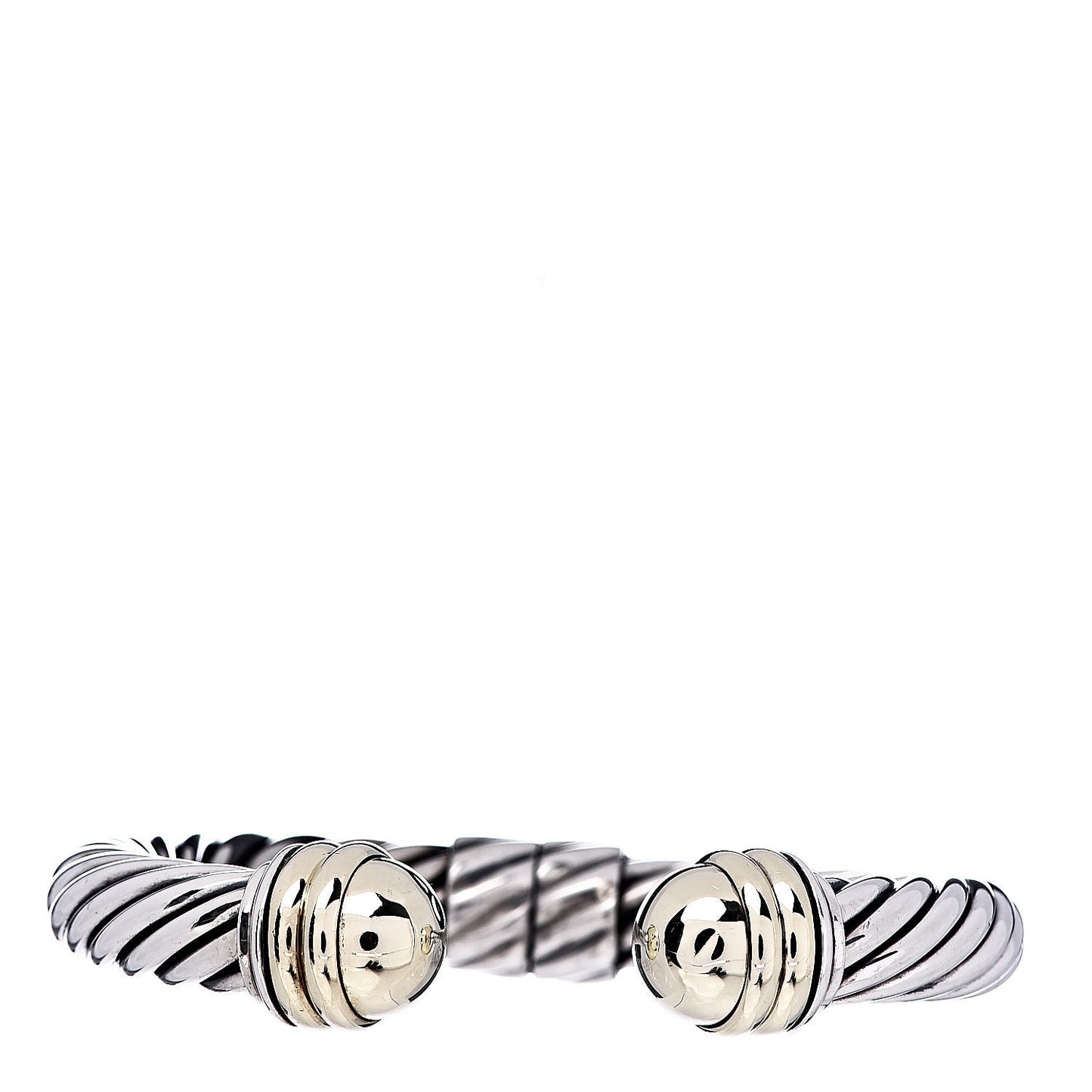 Sterling Silver 14K Yellow Gold 10mm Cable Classics Bracelet