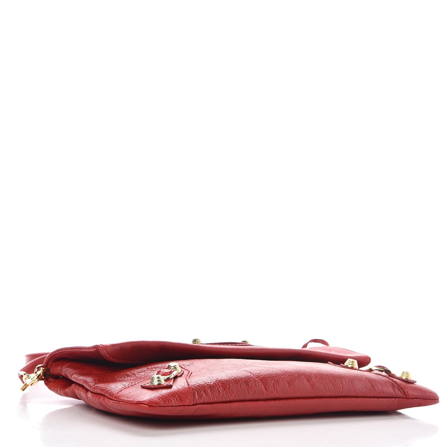 Agneau Giant 12 Gold Hardware Envelope Strap Clutch Rouge Lipstick