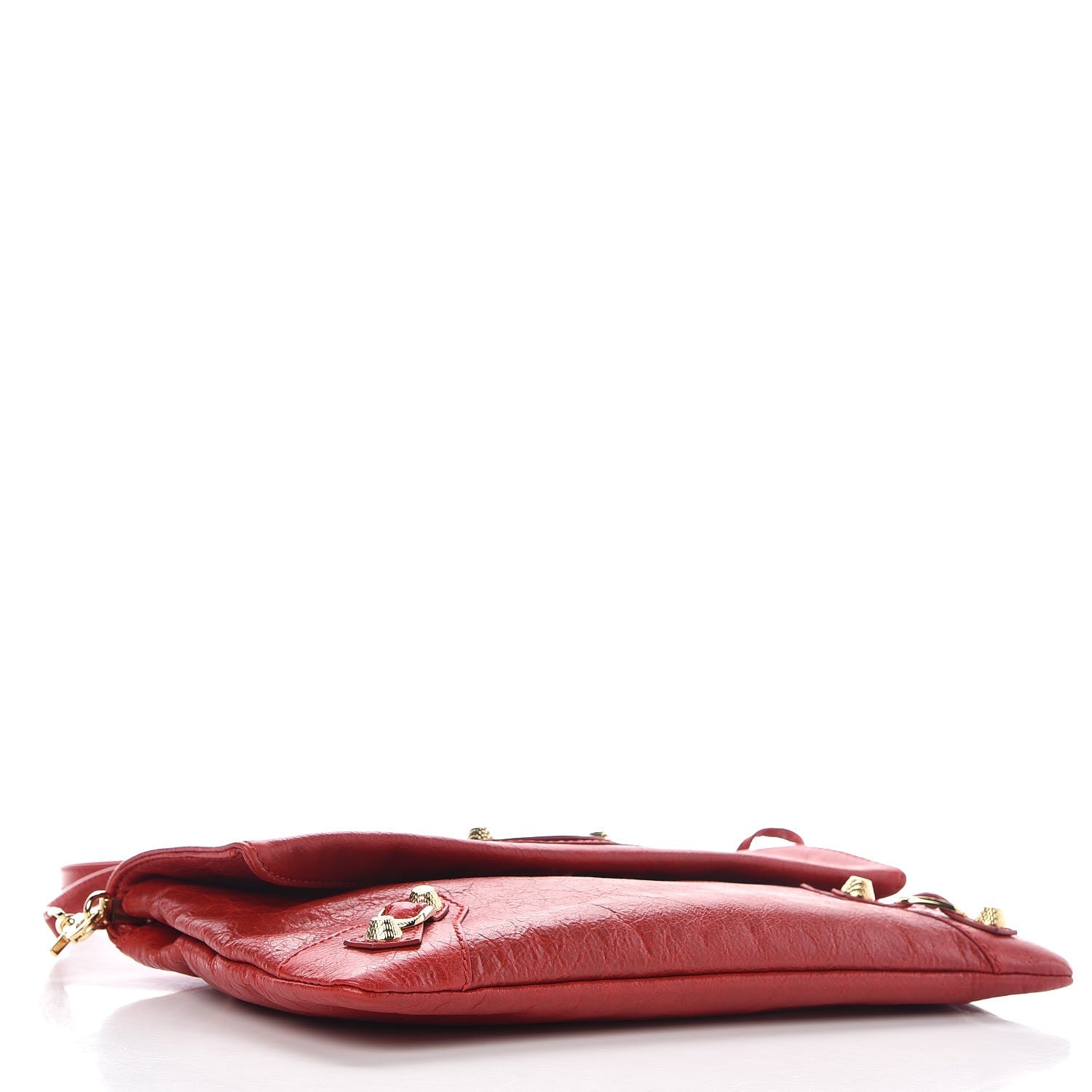 Balenciaga Agneau Giant 12 Gold Hardware Envelope Strap Clutch Rouge Lipstick 4 of 7