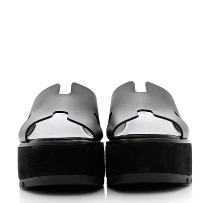 Hermes Calfskin Suede Eze 30 Sandals 39 Black 2 of 9
