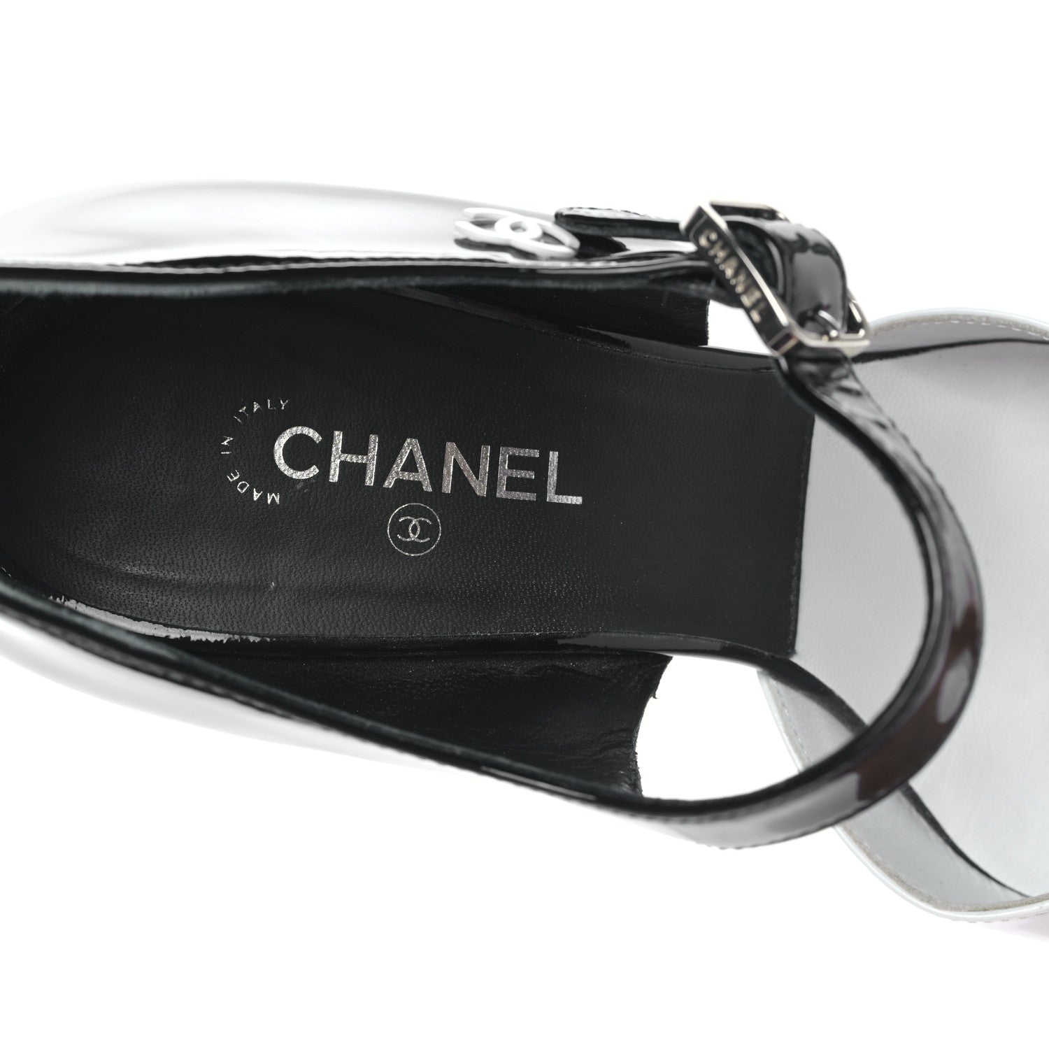 Chanel Patent Calfskin CC Pumps 36 White Black 7 of 8