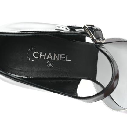 Chanel Patent Calfskin CC Pumps 36 White Black 7 of 8