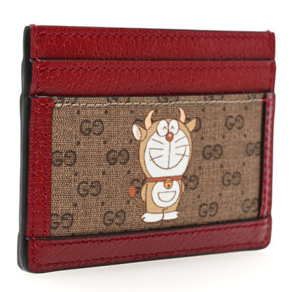Gucci X DORAEMON Mini Vintage GG Supreme Monogram Card Holder Beige Cherry Red 3 of 7