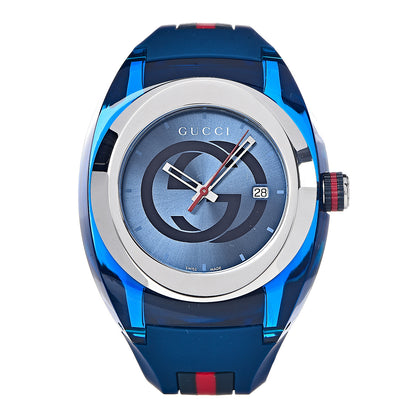 Gucci Stainless Steel Rubber 46mm Sync Web Quartz Watch Blue 1 of 8