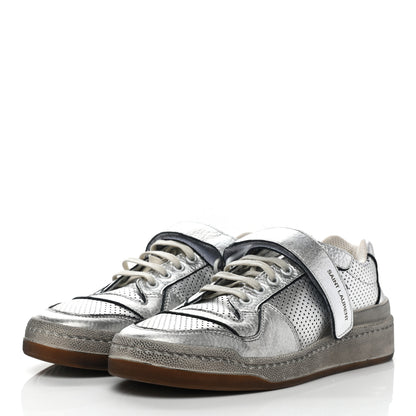 Saint Laurent Calfskin Perforated Womens SL24 Sneakers 39 Argento 3 of 12