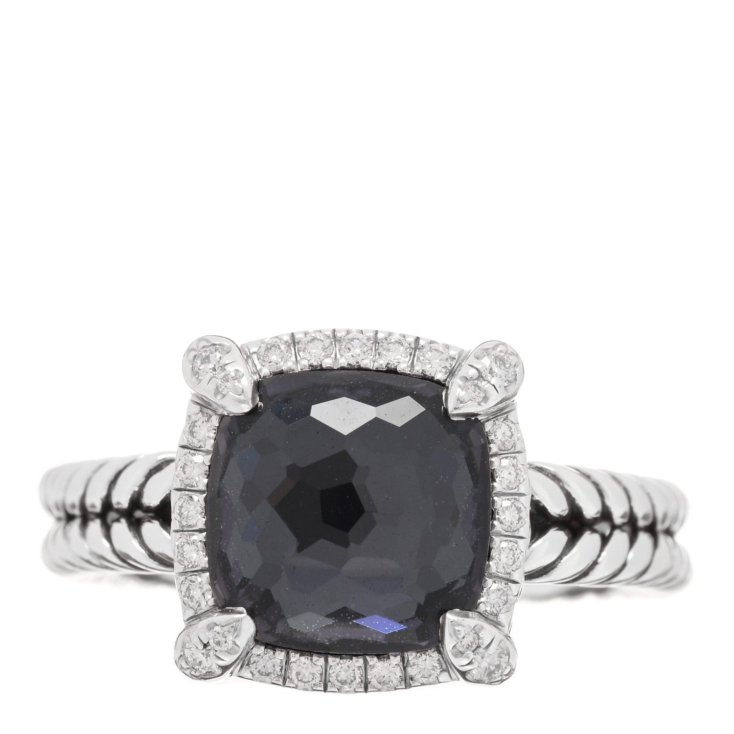 David Yurman Sterling Silver Diamond Black Orchid 9mm Chatelaine Pave Bezel Ring 54 7 1 of 4