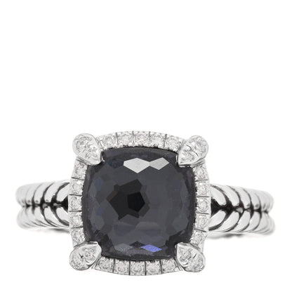 David Yurman Sterling Silver Diamond Black Orchid 9mm Chatelaine Pave Bezel Ring 54 7 1 of 4