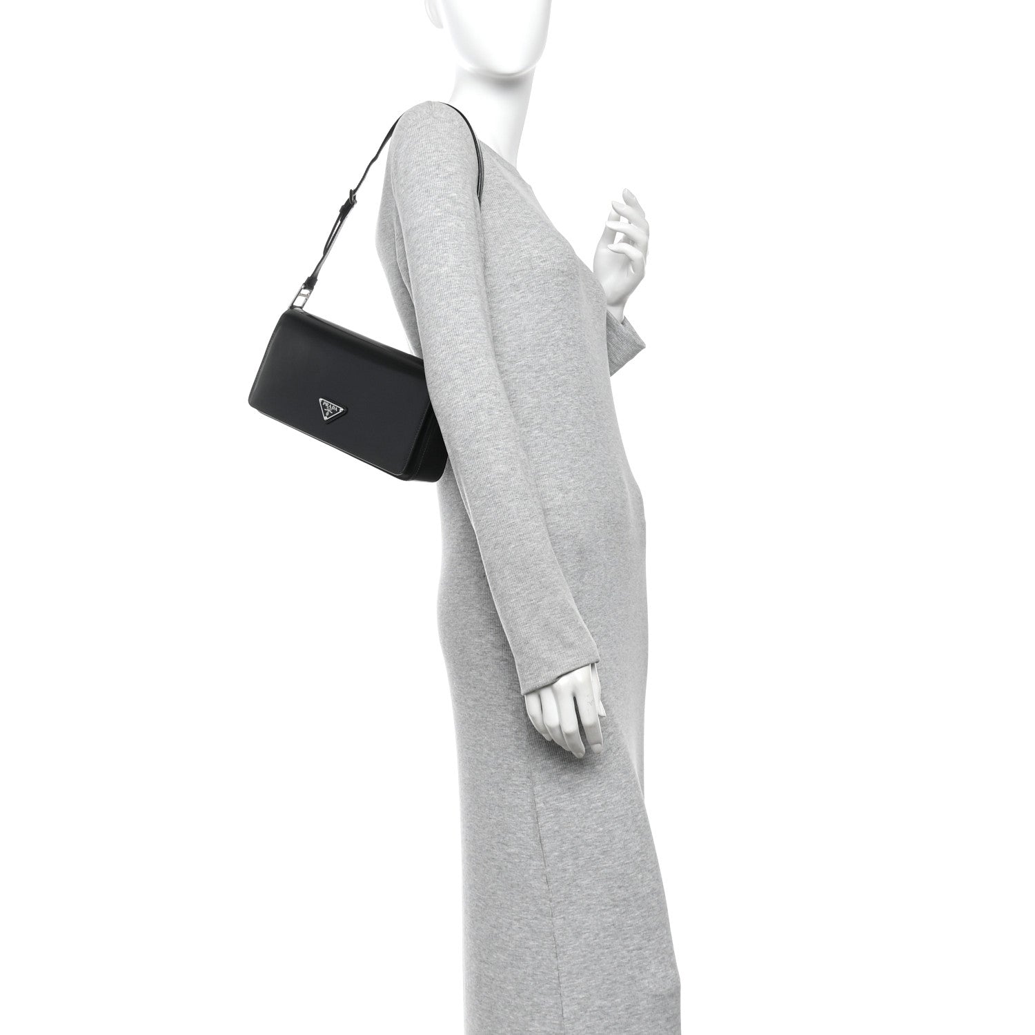 Prada Spazzolato Femme Flap Shoulder Bag Black 2 of 13