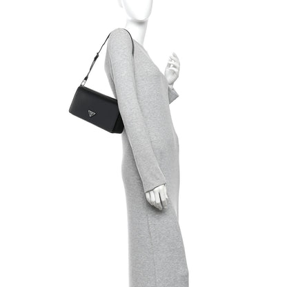 Prada Spazzolato Femme Flap Shoulder Bag Black 2 of 13