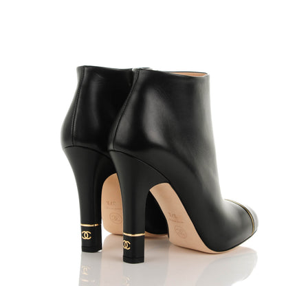 Chanel Calfskin Patent Short Boots 37.5 Black Burgundy 4 of 8