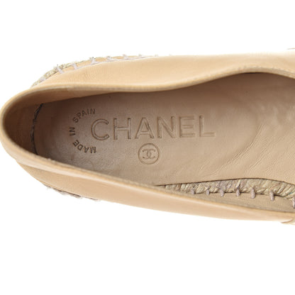Chanel Lambskin CC Espadrilles 40 Beige Black 10 of 14