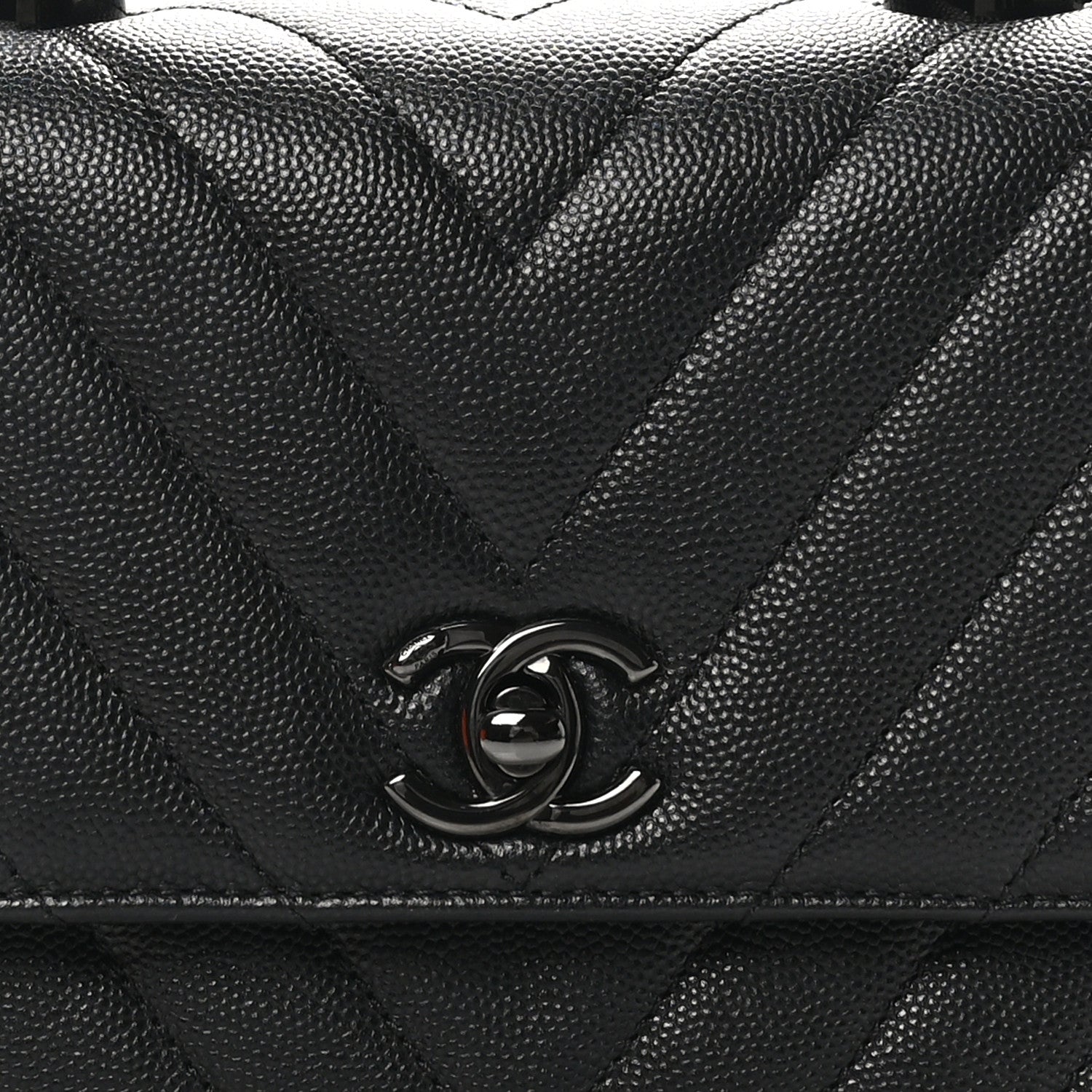 Chanel Caviar Chevron Quilted Mini Coco Handle Flap So Black 8 of 10