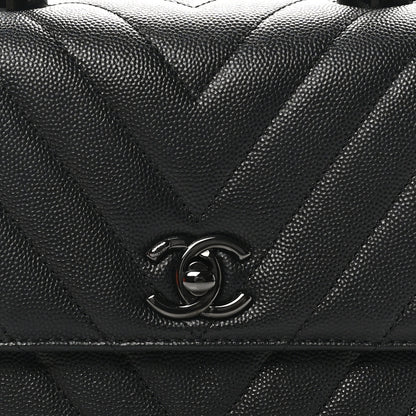 Chanel Caviar Chevron Quilted Mini Coco Handle Flap So Black 8 of 10