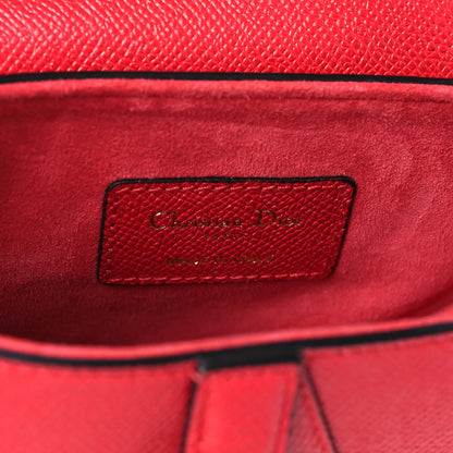 Christian Dior Grained Calfskin Mini Saddle Bag With Strap Red 6 of 9