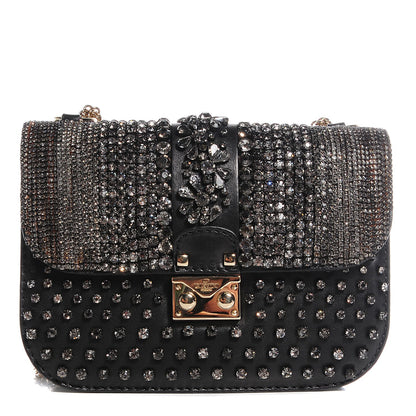 Valentino Garavani Nappa Crystal Small Glam Lock Rockstud Flap Black 1 of 7
