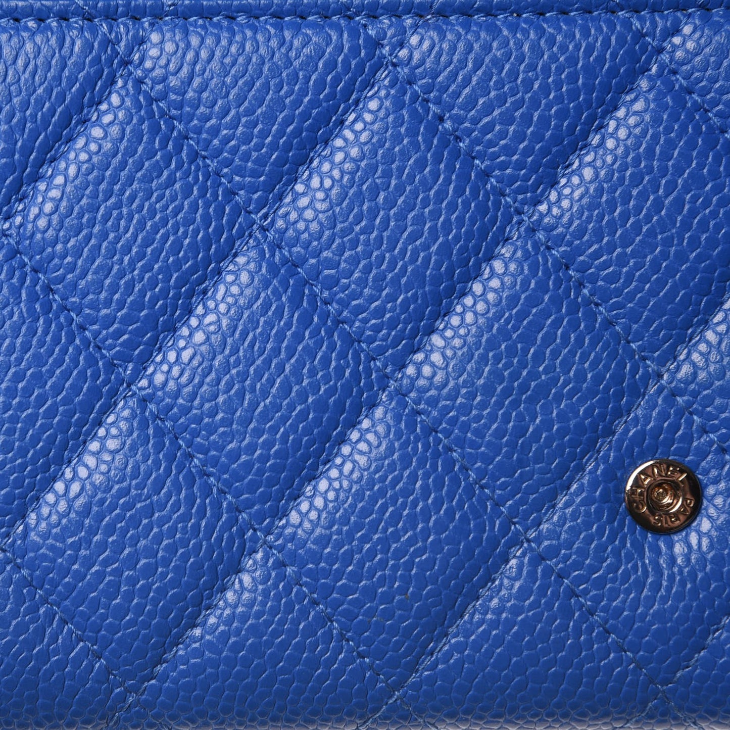 Caviar Quilted Large Gusset Flap Wallet Blue