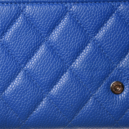 Chanel Caviar Quilted Large Gusset Flap Wallet Blue 15 of 15