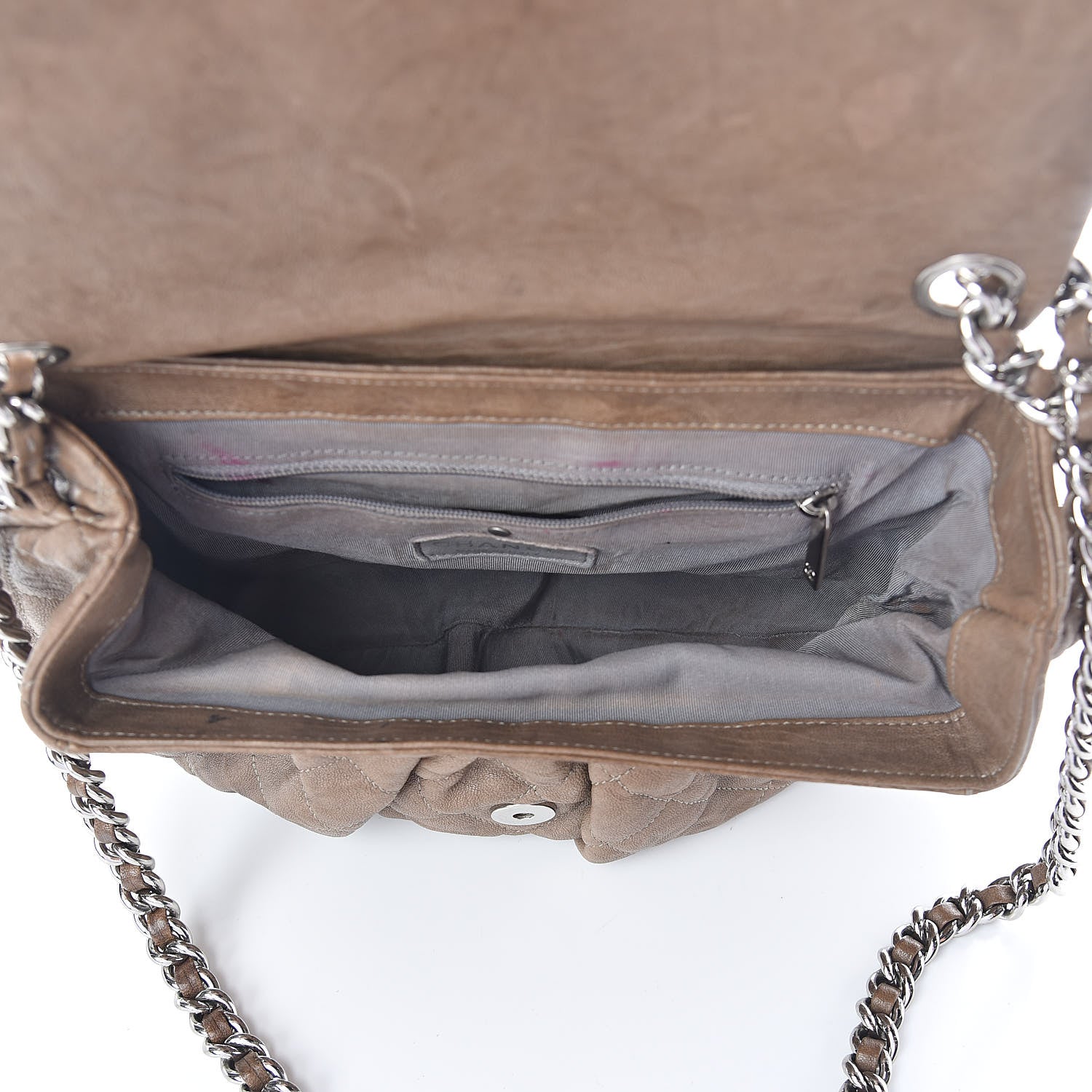 Chanel Crumpled Lambskin Quilted Medium Chain Around Flap Light Khaki 5 of 13
