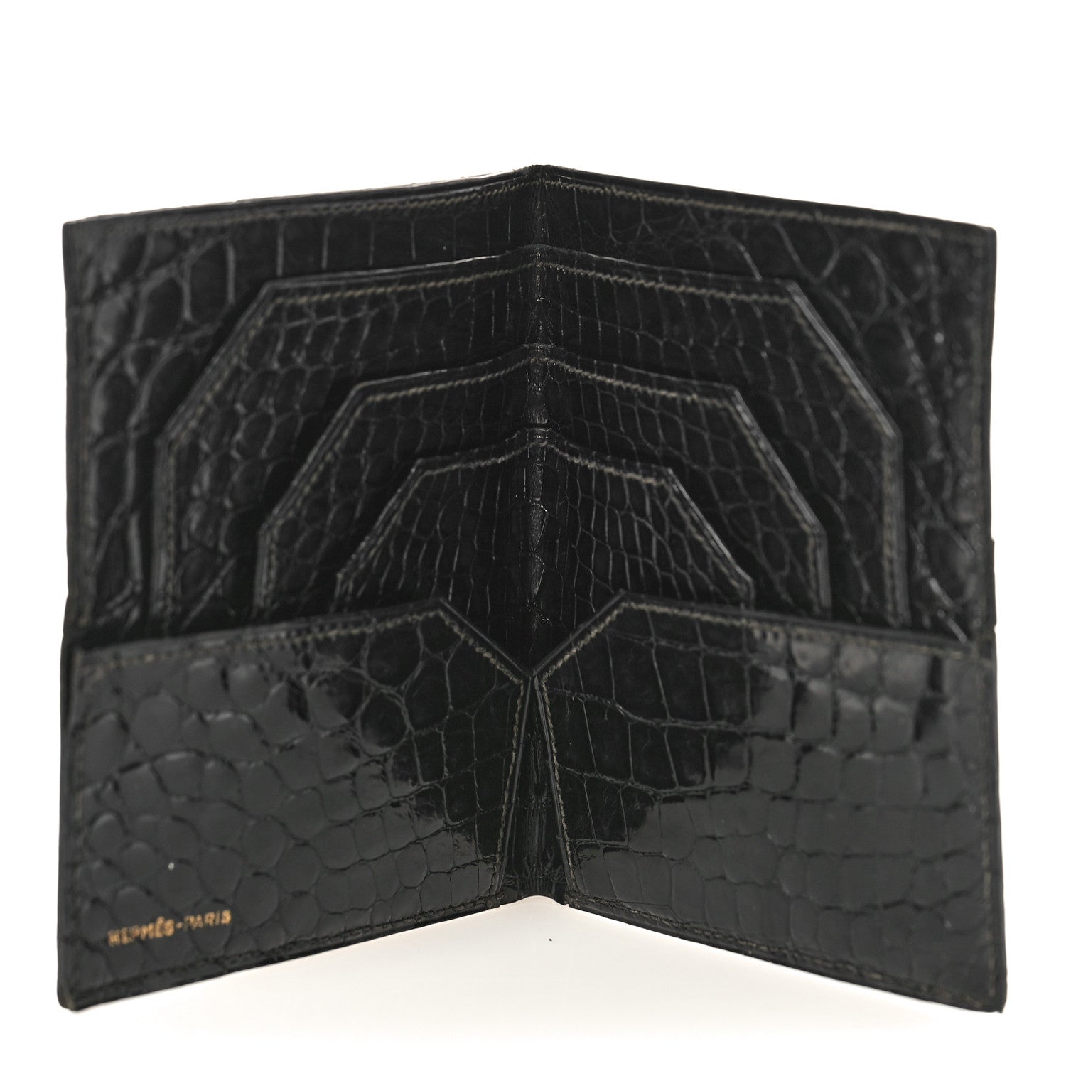 Hermes Alligator Bi-Fold Wallet Black 5 of 9
