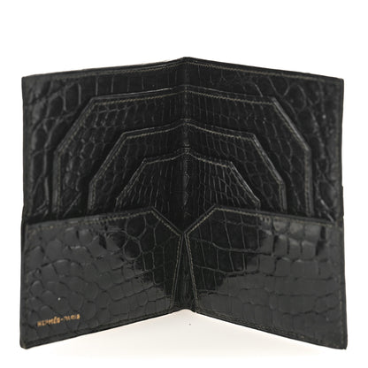 Hermes Alligator Bi-Fold Wallet Black 5 of 9