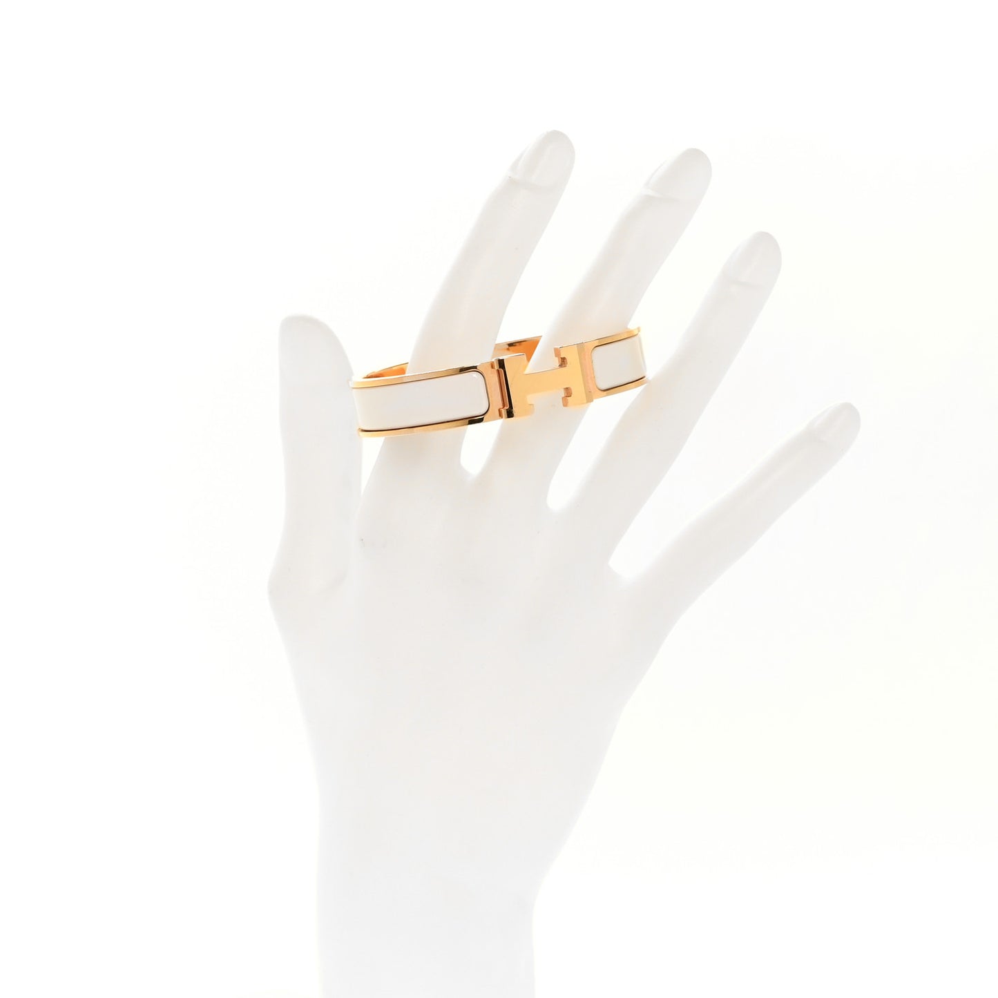 Enamel Narrow Clic Clac H Bracelet PM White