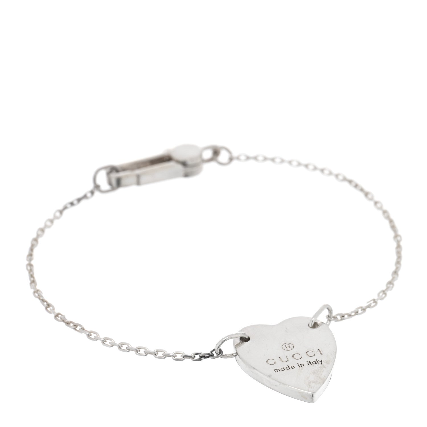 Gucci Sterling Silver Trademark Heart Bracelet 1 of 3