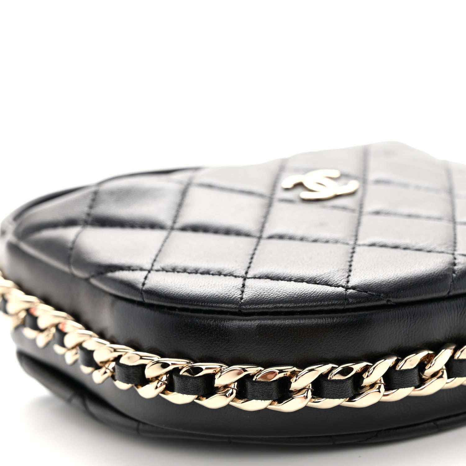 Chanel Lambskin Quilted Chain Around Pouch Black 8 of 9