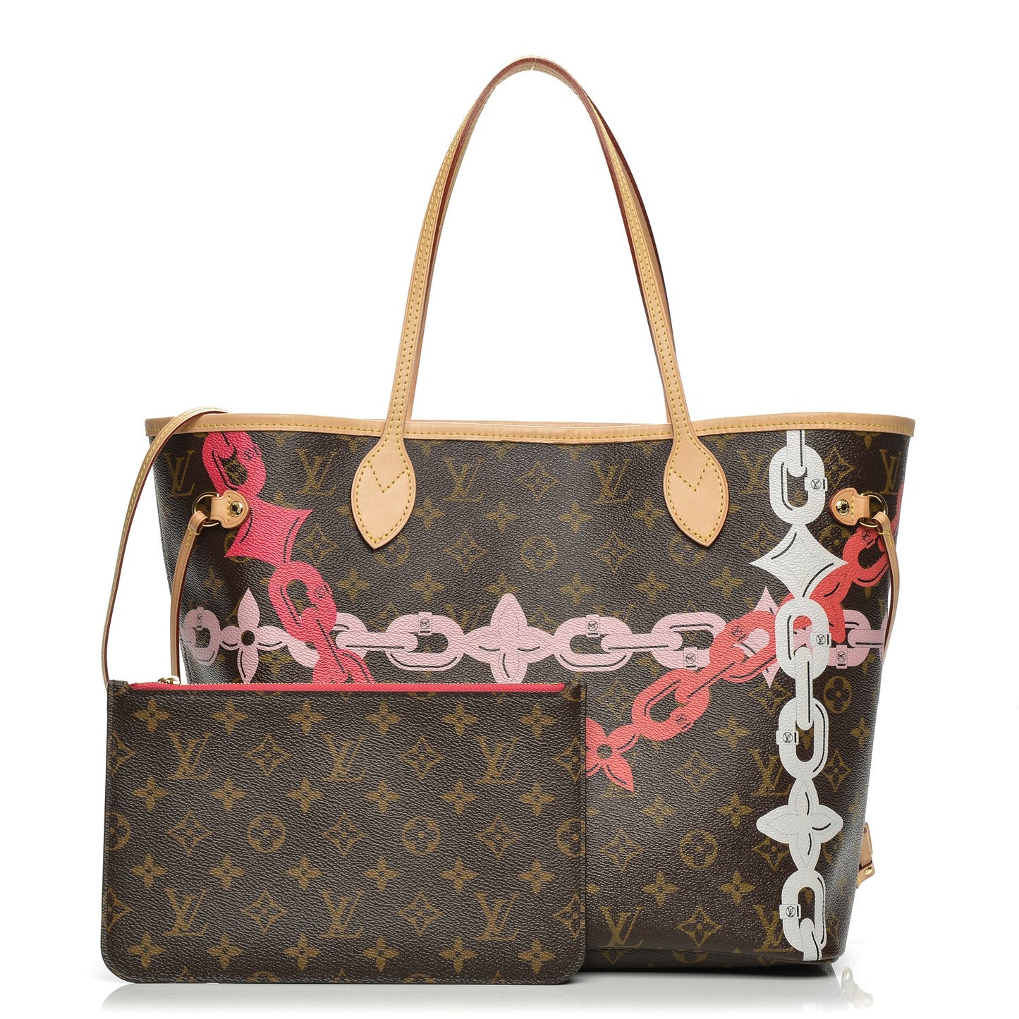 Monogram Bay Neverfull MM Rose Ballerine Poppy
